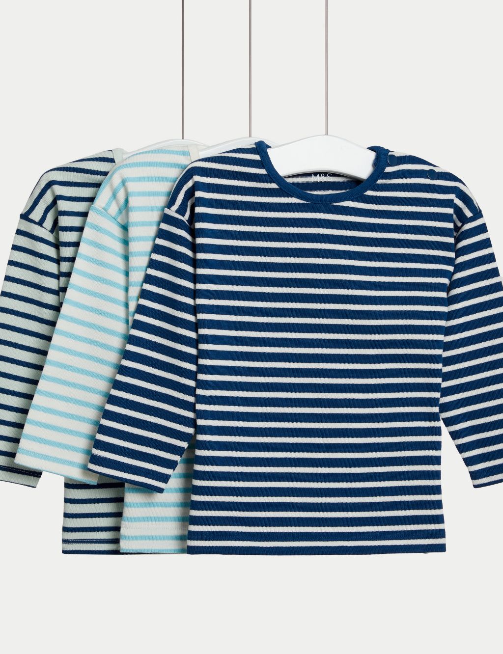 3pk Pure Cotton Striped Tops (0-3 Yrs) image 1