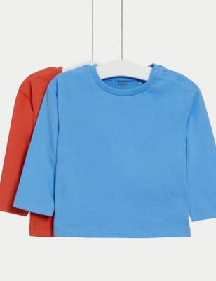 

Boys M&S Collection 2pk Pure Cotton Tops (0-3 Yrs) - Blue Mix, Blue Mix
