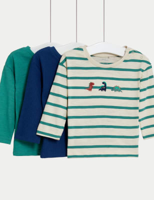 

Boys M&S Collection 3pk Cotton Rich Plain & Striped Tops (0-3 Yrs) - Green Mix, Green Mix