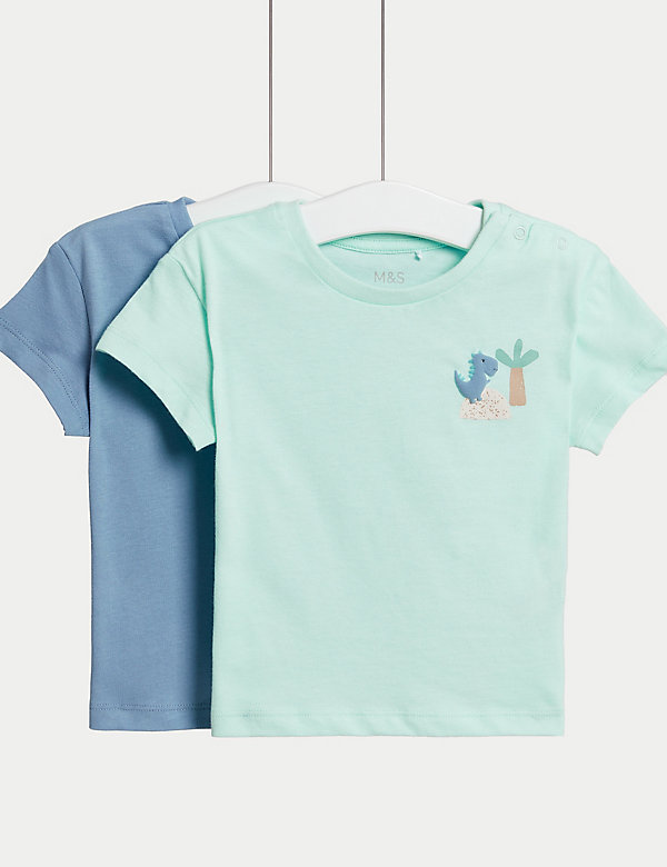 2pk Pure Cotton Dinosaur T-Shirts (0-3 Yrs) - MX