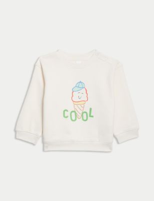 Cotton Rich Cool Slogan Sweatshirt (0-3 Yrs) - NO