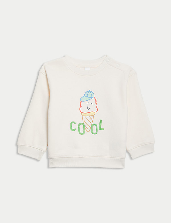 Cotton Rich Cool Slogan Sweatshirt (0-3 Yrs) - BE