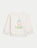 Sweatshirt mit hohem Baumwollanteil und Schriftzug „Cool“ (0–3 J.)