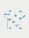 Set van 2 puur katoenen T-shirts met haaienmotief (0-3 jaar)