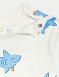 2 件装纯棉鲨鱼图案 T 恤（0-3 岁）