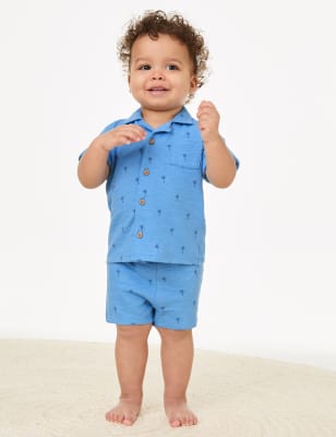 

M&S Collection 2-teiliges Outfit aus Oberteil und Shorts aus reiner Baumwolle (0-3 Jahre) - Blue, Blue