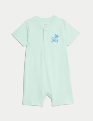 

Boys M&S Collection Pure Cotton Palm Tree Romper (0-3 Yrs) - Green, Green
