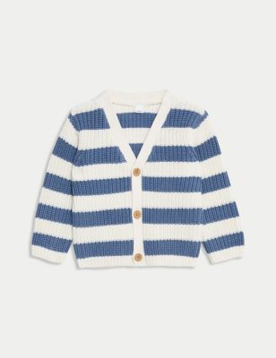 

Boys M&S Collection Pure Cotton Striped Cardigan (0-3 Yrs) - Blue Mix, Blue Mix
