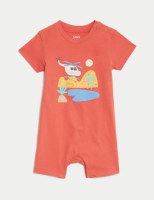 

Boys M&S Collection Pure Cotton Printed Romper (0-3 Yrs) - Coral, Coral
