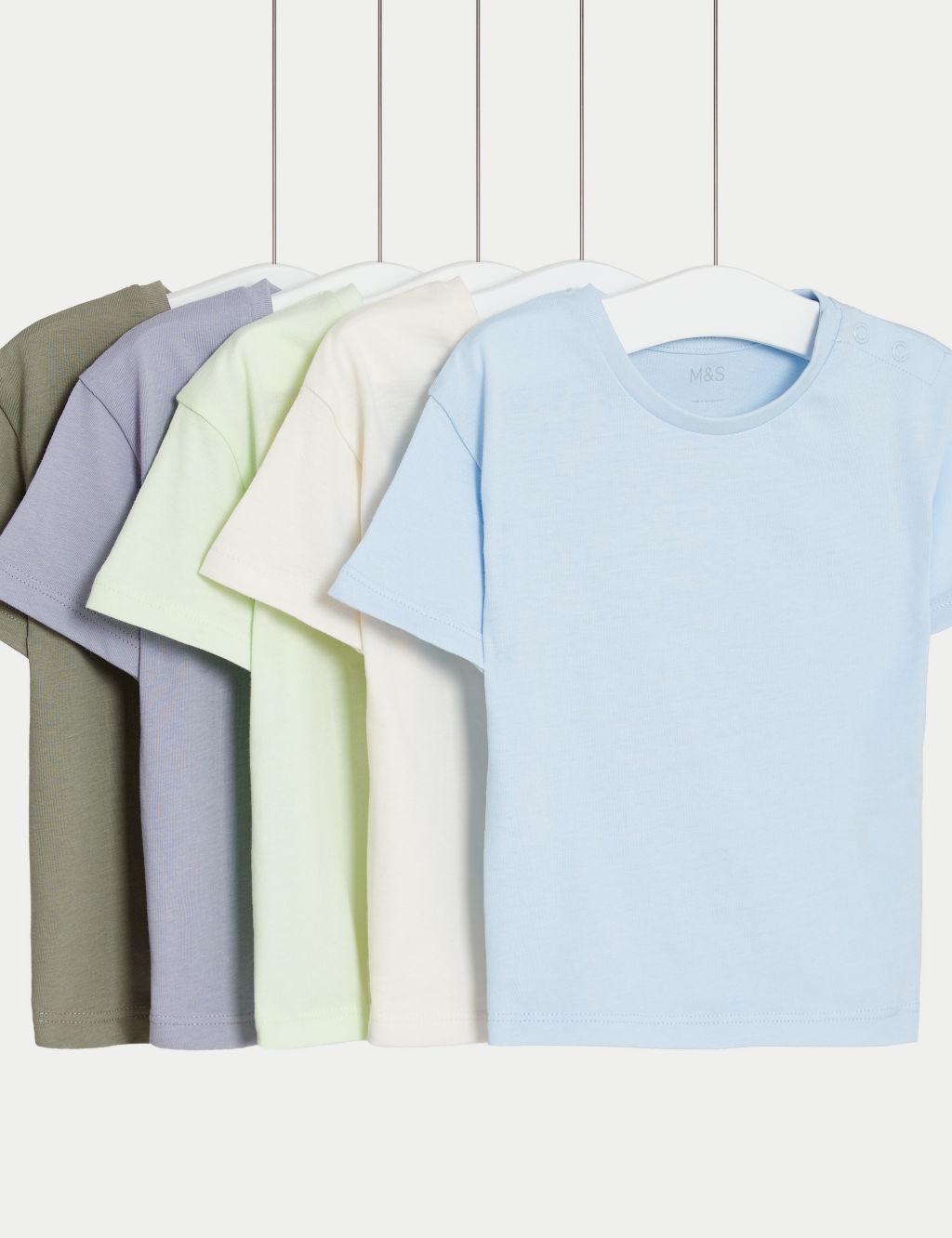 5pk Pure Cotton Plain T-Shirts (0-3 Yrs)