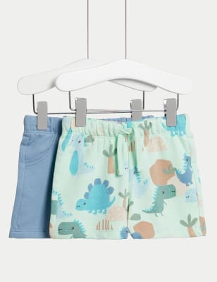 2pk Cotton Rich Dinosaur Shorts (0-3 Yrs)