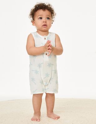 Pure Cotton Palm Tree Romper (0 Mths-3 Yrs) - RS