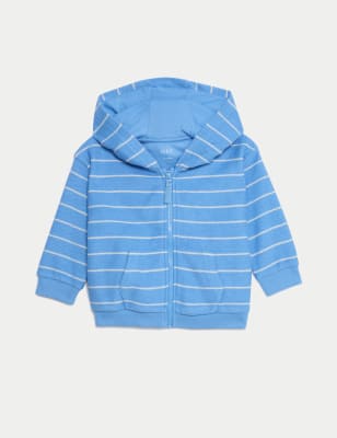 

Boys M&S Collection Cotton Rich Striped Zip Hoodie (0-3 Yrs) - Blue Mix, Blue Mix