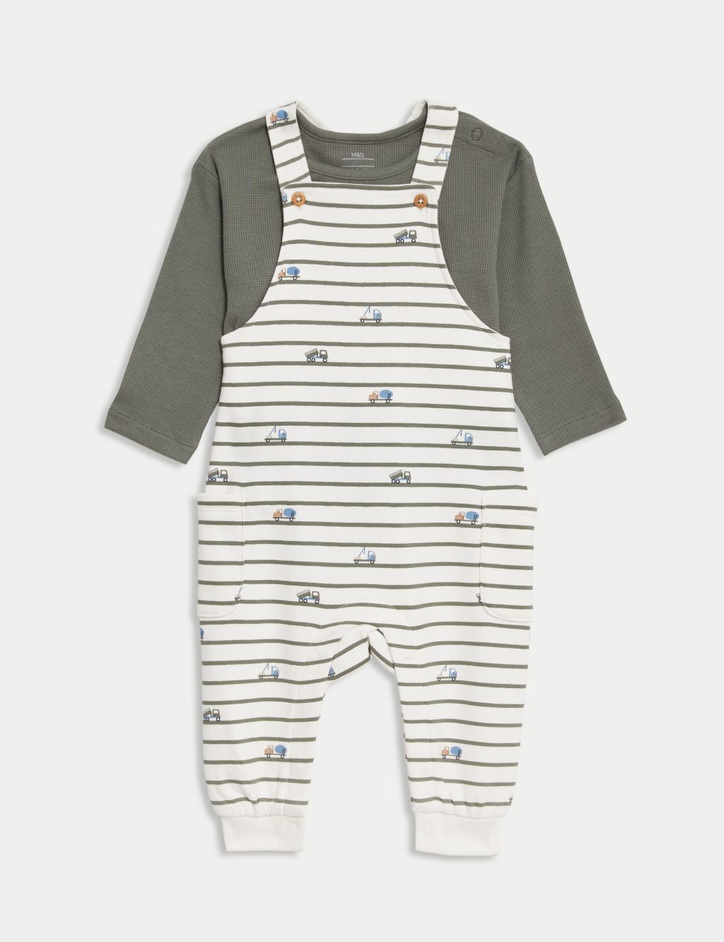 2pc Cotton Rich Striped Transport Outfit (0-3 Yrs)