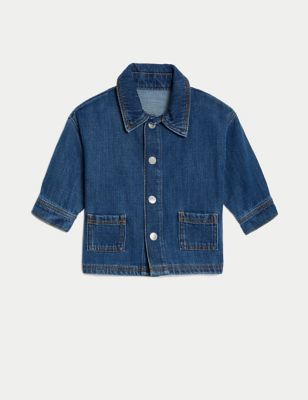 M&S Boy's Pure Cotton Denim Jacket (0-3 Yrs) - 3-6 M, Denim
