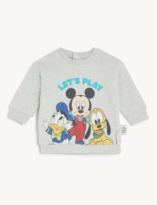 

M&S Collection Sweatshirt mit hohem Baumwollanteil und Mickey Mouse™-Motiv (0-3 J.) - Grey Marl, Grey Marl