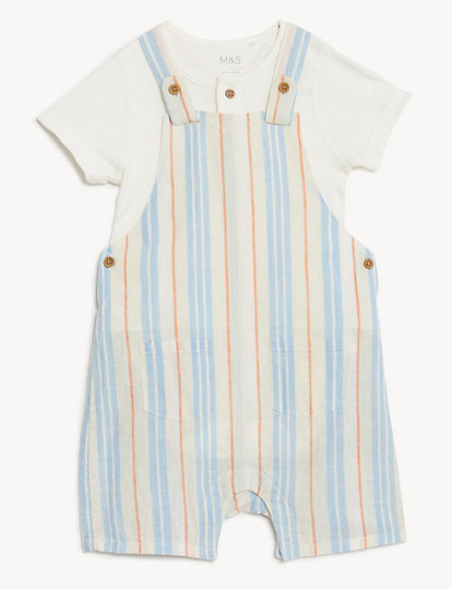 2pc Cotton Blend Striped Outfit (0-3 Yrs)