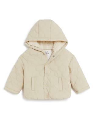 

Boys M&S Collection Stormwear™ Quilted Hooded Coat (0-3 Yrs) - Beige, Beige