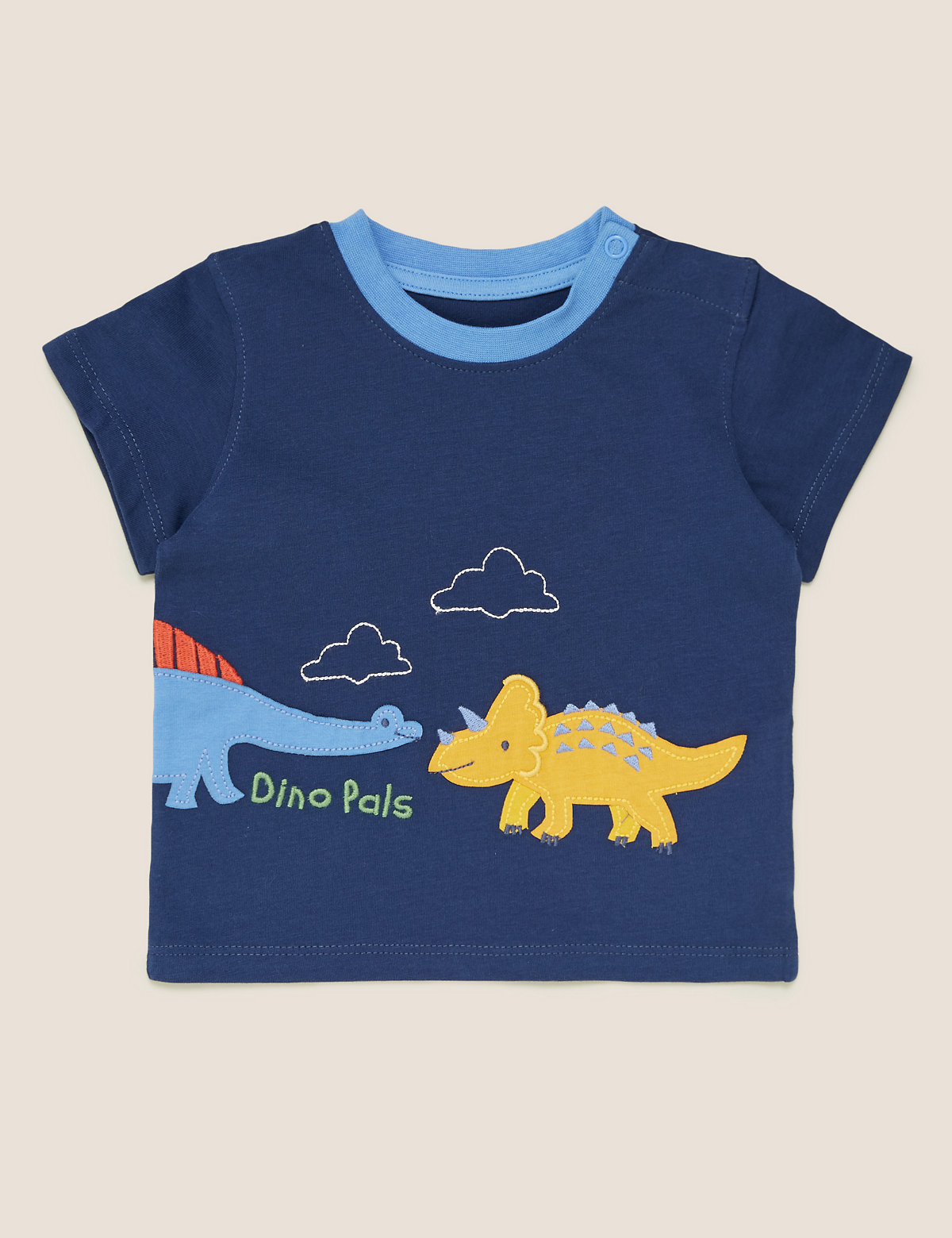 Pure Cotton Dinosaur Applique T-Shirt (0-3 Yrs)