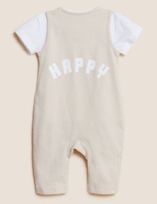 

Boys M&S Collection 2pc Pure Cotton Slogan Dungarees Outfit (0-3 Yrs) - Nude Brown, Nude Brown