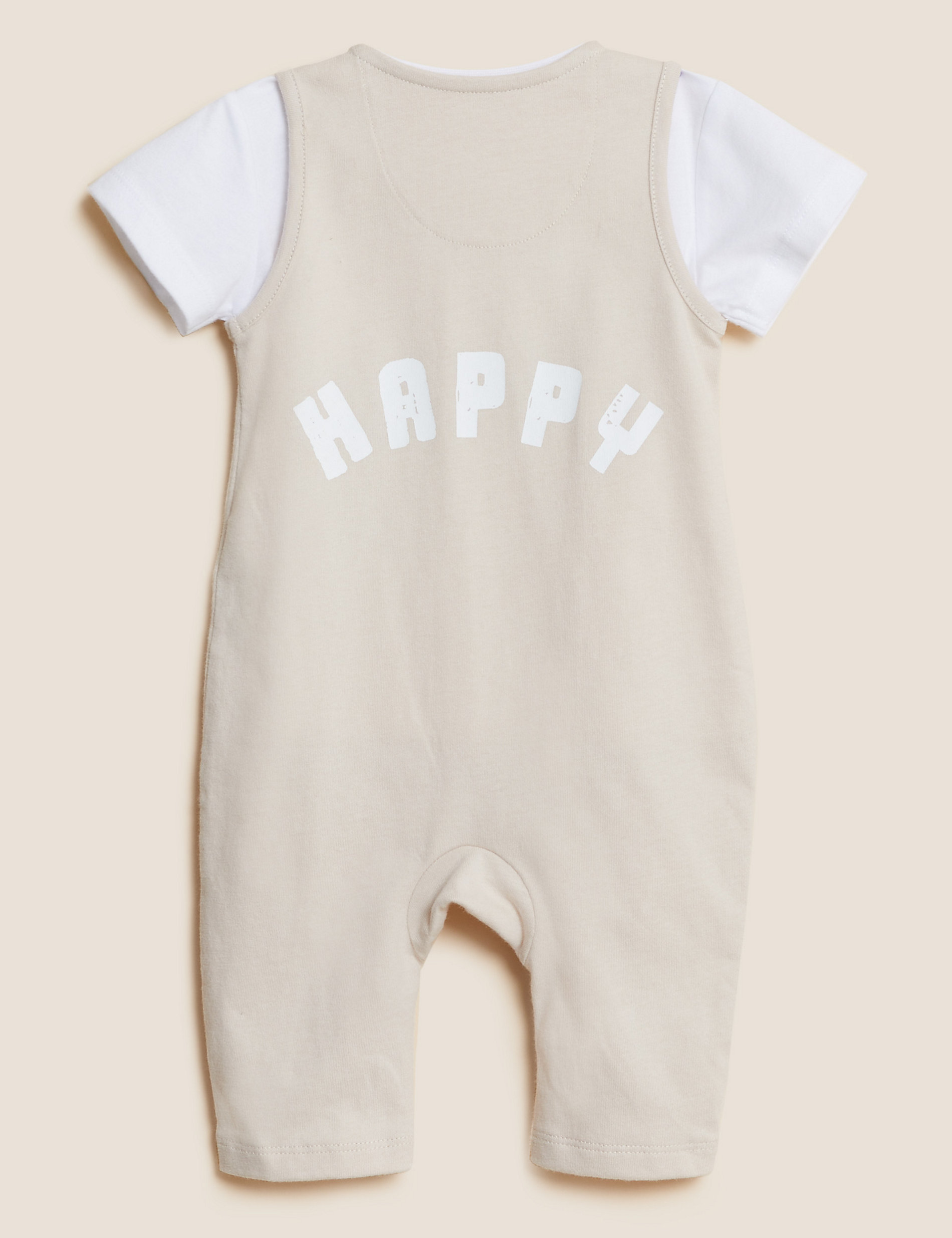 2pc Pure Cotton Slogan Dungarees Outfit (0-3 Yrs)