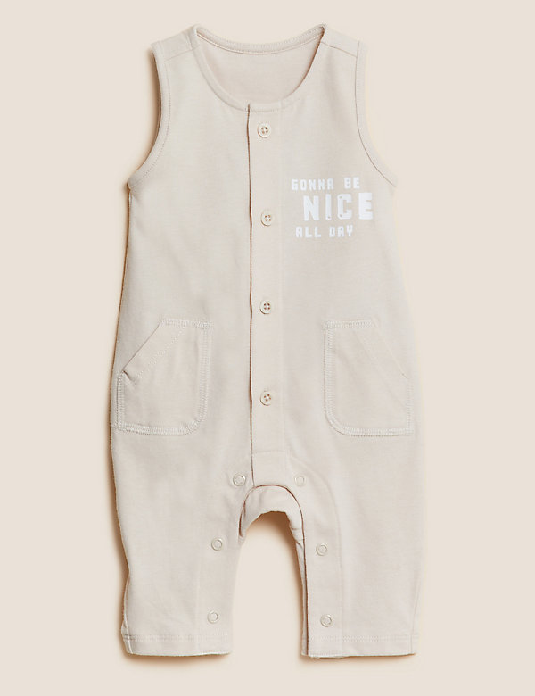 2pc Pure Cotton Slogan Dungarees Outfit (0-3 Yrs) - SE
