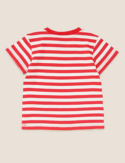 Pure Cotton Striped Car Applique T-Shirt (0-3 Yrs)