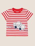Pure Cotton Striped Car Applique T-Shirt (0-3 Yrs)