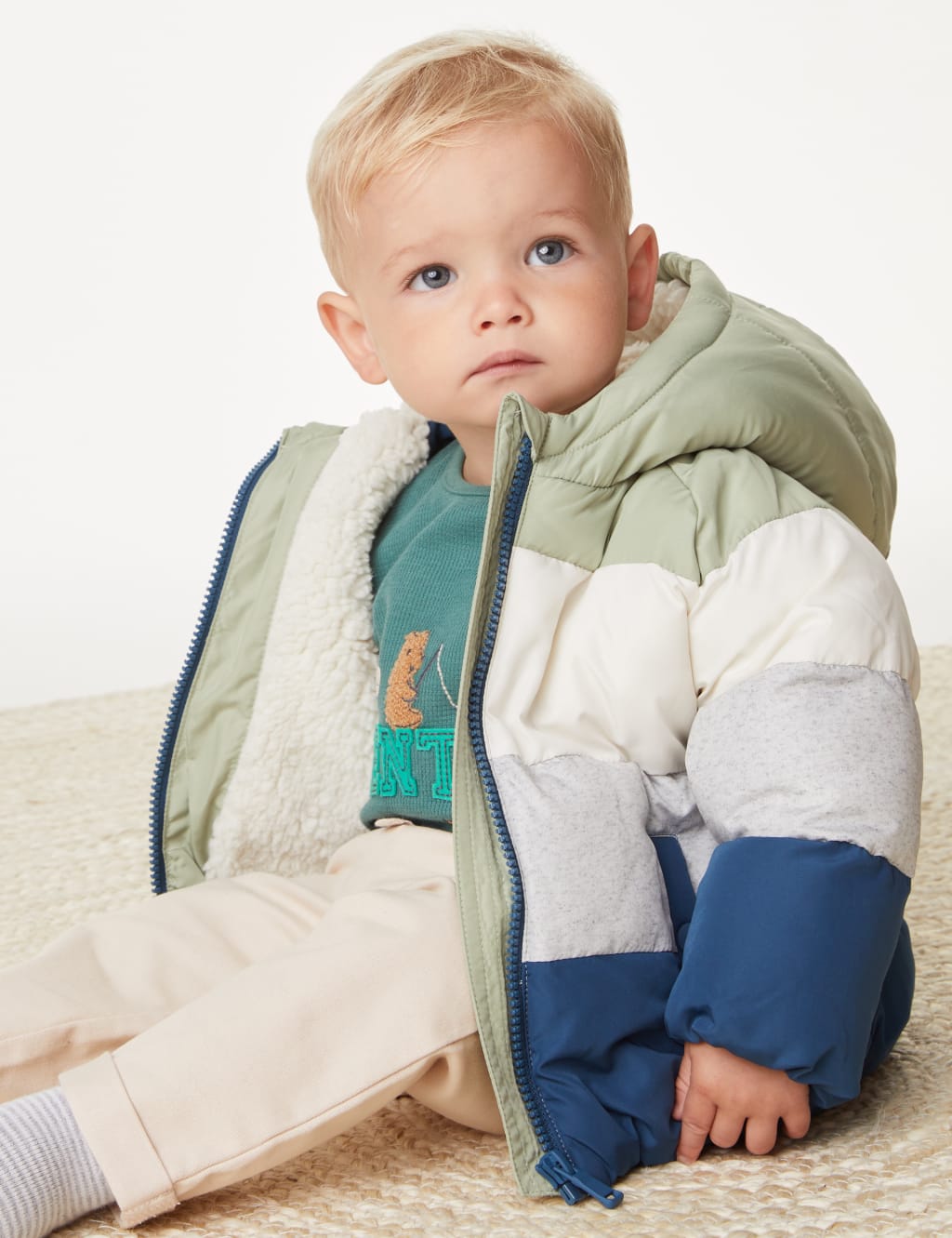 Colour Block Hooded Jacket (0-3 Yrs) image 1