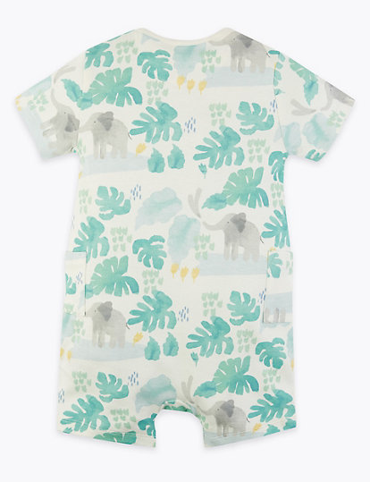 2 Pack Cotton Elephant Rompers (7lbs-12 Mths)