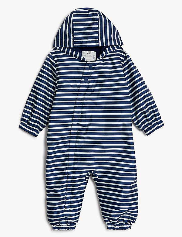 Striped Hooded Puddlesuit (0-3 Yrs) - NO