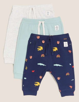 

Boys M&S Collection 3pk Cotton Rich Printed Joggers (0-3 Yrs) - Green Mix, Green Mix