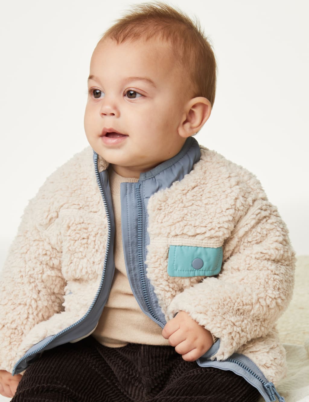 Baby Beige Teddy Fleece Jacket (Newborn-23mths) - Matalan