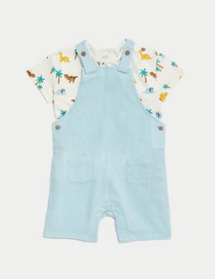 

Boys M&S Collection 2pc Cotton Rich Dinosaur Bibshort Outfit (0 Mths-3 Yrs) - Blue, Blue