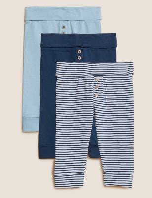 

Boys M&S Collection 3pk Pure Cotton Leggings (0-3 Yrs) - Blue Mix, Blue Mix