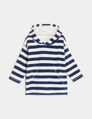 M&S Boys Cotton Rich Striped Hoodie (0-3 Yrs) - 18-24 - Navy Mix, Navy Mix