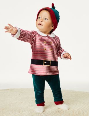 3pc Cotton Rich Christmas Elf Outfit (0-3 Yrs)