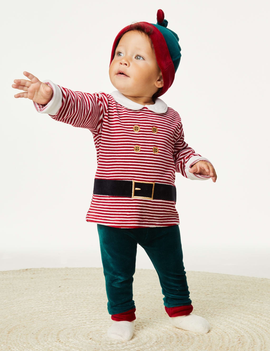 3pc Cotton Rich Christmas Elf Outfit (0-3 Yrs) image 1