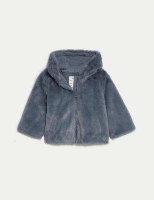 Hooded Faux Fur Jacket (0-3 Yrs)