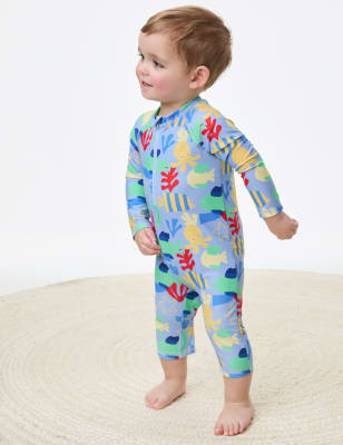 M&S Boy's 2pc Sea Print Long Sleeve Swim Set (0-3 Yrs) - 0-3 M - Multi, Multi