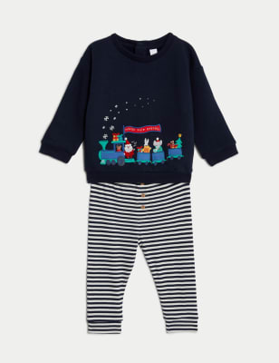 2pc Cotton Rich Christmas Scene Outfit (0-3 Yrs) - UA