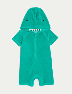 M&S Boys Cotton RichDinosaur All in One (0-3 Yrs) - 0-3 M - Aqua Mix, Aqua Mix