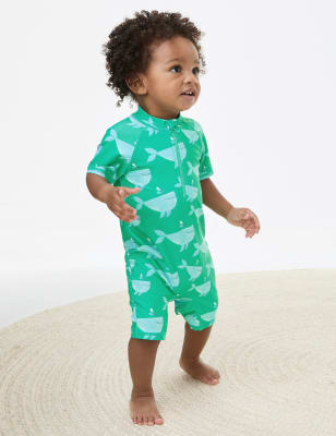 M&S Boys Whale Print Swim Set (0-3 Yrs) - 0-3 M - Aqua Mix, Aqua Mix