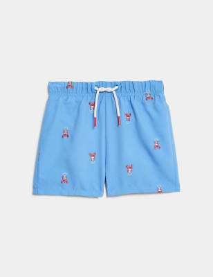 M&S Boys Lobster Print Swim Shorts (0-3 Yrs) - 0-3 M - Blue Mix, Blue Mix