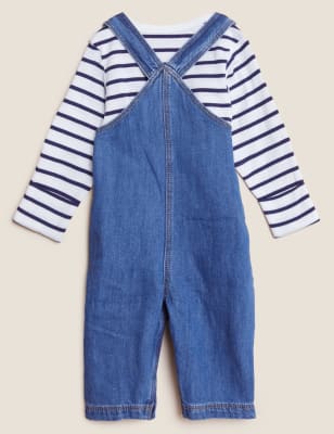 

M&S Collection 2-teiliges Latzhosen-Outfit aus reinem Baumwoll-Denim (0-3 J.), Denim