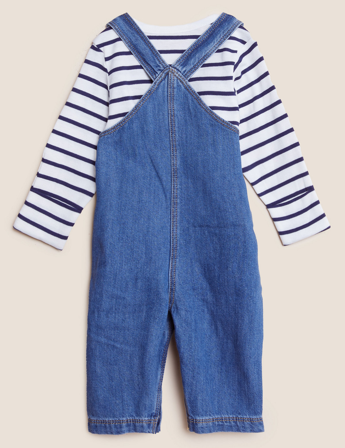 2pc Pure Cotton Denim Dungarees Outfit (0-3 Yrs)