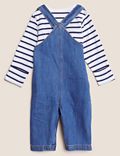 2pc Pure Cotton Denim Dungarees Outfit (0-3 Yrs)