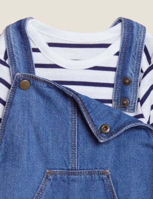 2pc Pure Cotton Denim Dungarees Outfit (03 Yrs)