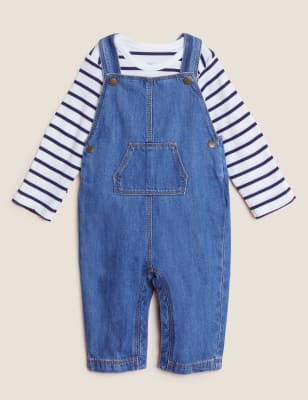 2pc Pure Cotton Denim Dungarees Outfit (03 Yrs)