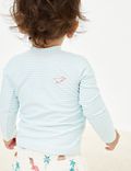 条纹长袖游泳套装（0-3 岁）